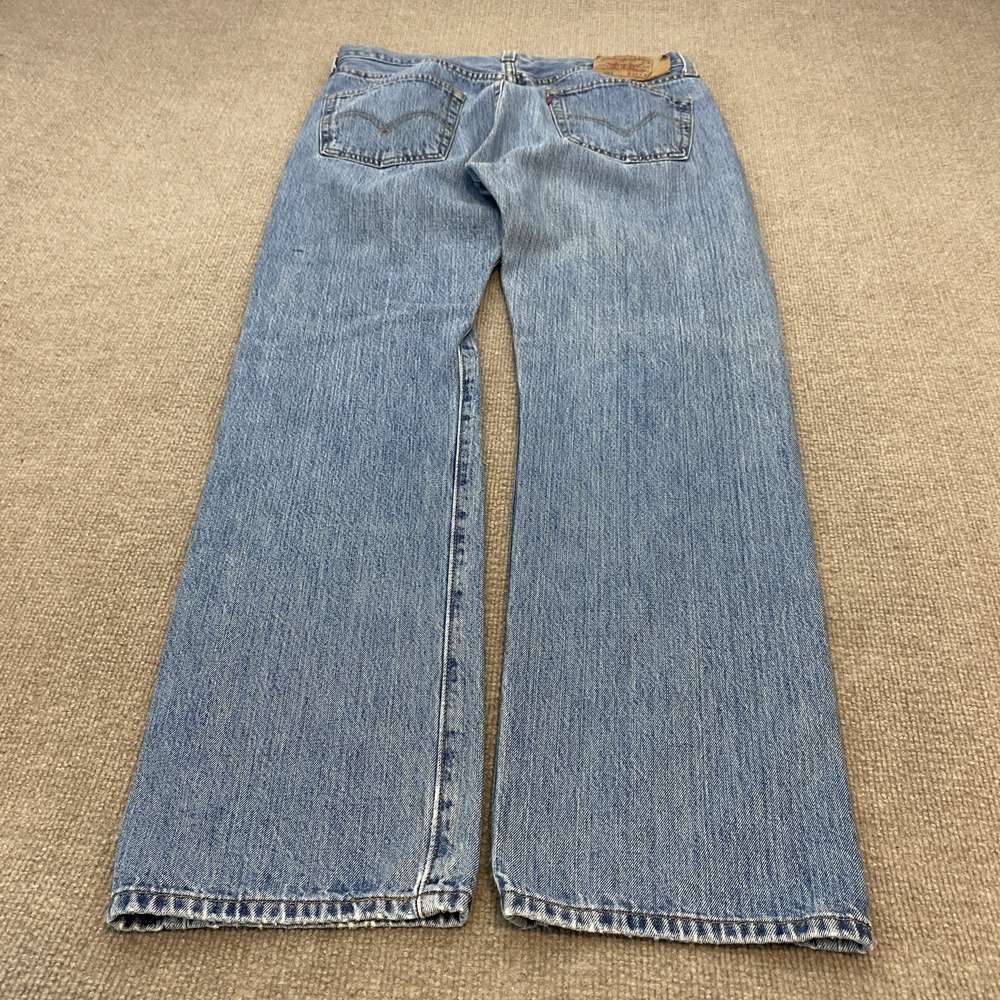 Levis 501 Jeans Mens 35x32 Vintage Y2K Button Fly Faded Distressed Denim 90s